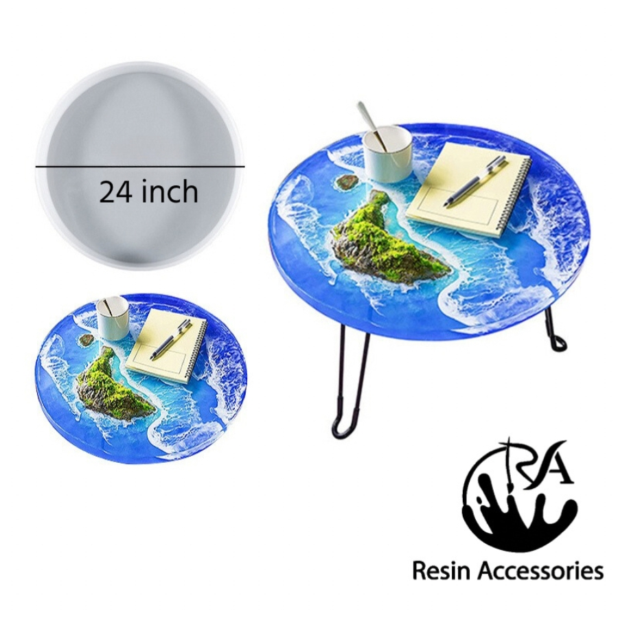24 Inch Extra Large Round Table Silicone Mold (২৪ ইঞ্চি টেবিল সিলিকন মোল্ড) – Heavy-Duty Circular Casting Mold for Resin Furniture & Ocean Table DIY