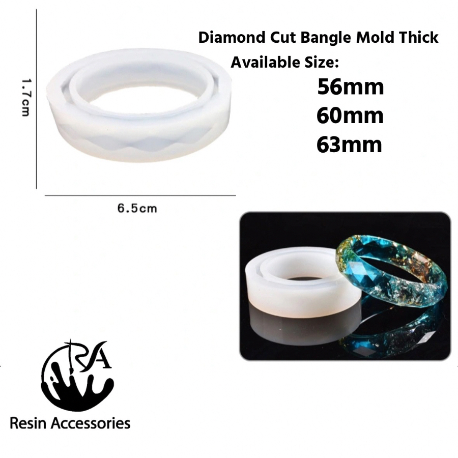 Diamond Cut Bangle Silicone Mold (Thick) – Bold Geometric Bracelet Casting Mold for Resin Jewelry & DIY Crafts