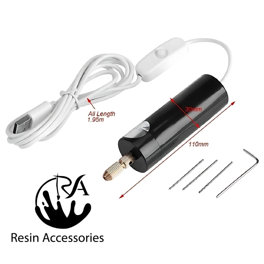 Portable Mini Electric Hand Drill (মিনি ইলেকট্রিক হ্যান্ড ড্রিল) – Compact USB Powered Drill with 3 Bits for Resin Jewelry, Woodworking & DIY Crafting