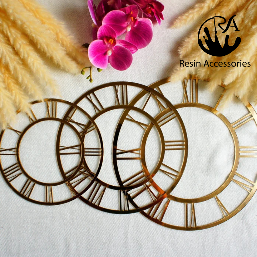 Acrylic Clock Roman Round Number (অ্যাক্রিলিক ক্লক রোমান নাম্বার) – Elegant Mirror Finish Roman Numeral Ring for DIY Resin Wall Clocks