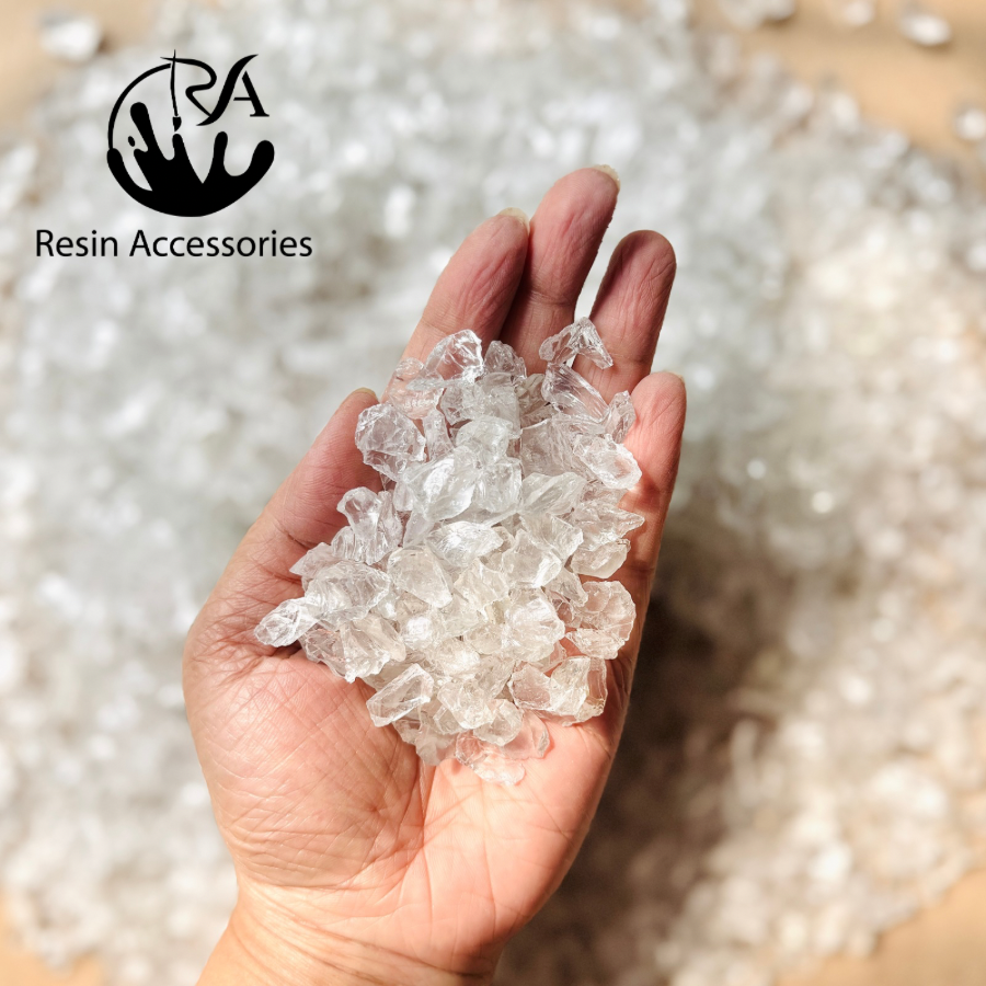Premium Crystal Clear Crushed Glass for Resin Art – Decorative Glass Stones for Geodes & DIY Crafts