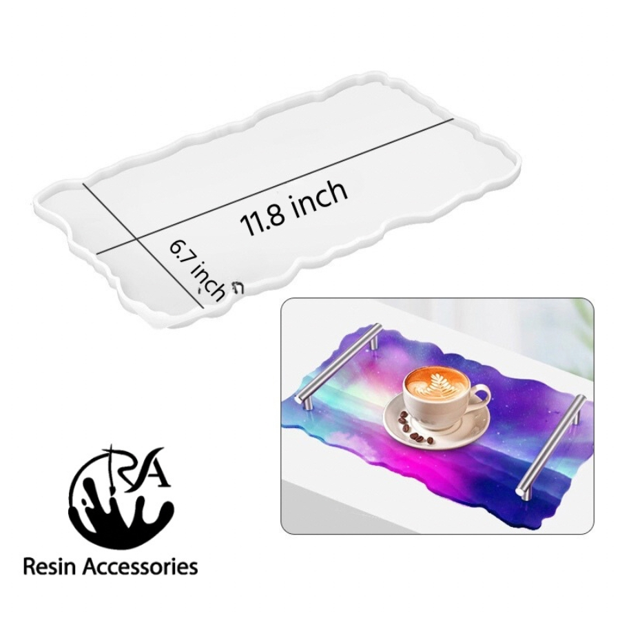 11.8 Inch Large Rectangular Geode Tray Silicone Mold (সিলিকন মোল্ড) – Irregular Wavy Edged Resin Casting Mold for Serving Trays & DIY Home Decor